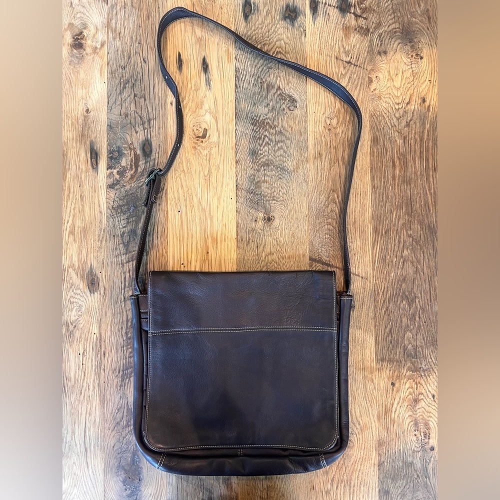 Latico Dark Brown Leather Messenger Bag